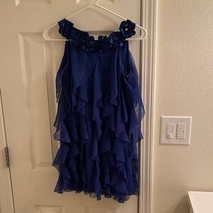 Elegant Blue Ruffle Mini Dress